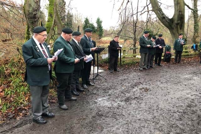 A commemoration was held at the Guyzance memorial by members of the Durham Light Infantry Association to mark the 75th anniversary of a tragedy in which 10 young soldiers lost their lives on the River Coquet during a training exercise on January 17, 1945.