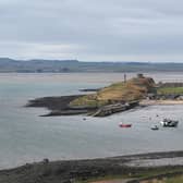 Holy Island harbour from Lindisfarne Castle.
