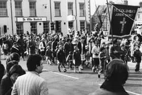 The 1985 Good Friday Procession of Witness. Photo courtesy of Catherine Collins.