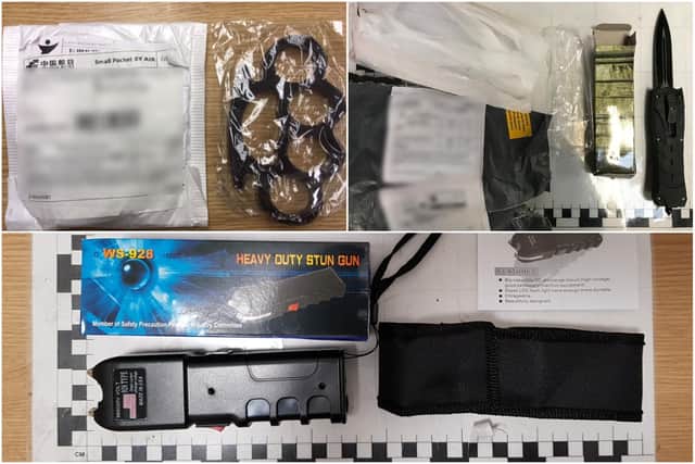 A number of the items seized by Northumbria Police after items were brought online.