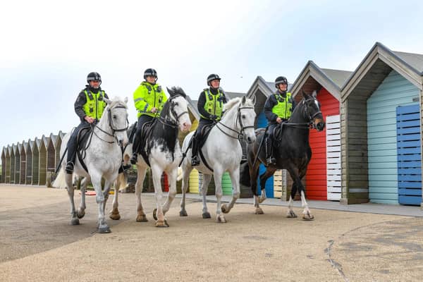Northumbria Police officers on horseback were in Blyth as part of Operation Impact.