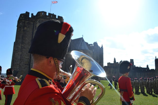A band member at Alnwick Castle.