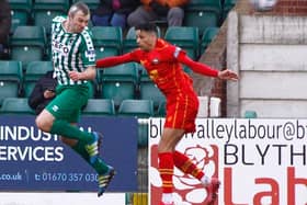 Action from Blyth Spartans' 2-0 home win over Gloucester.