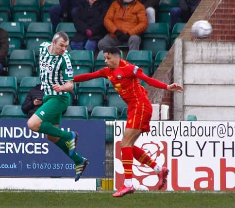 Action from Blyth Spartans' 2-0 home win over Gloucester.