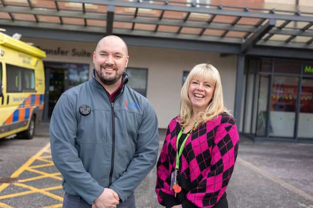 Paramedic student Phil Calcutt, and Paula Treadwell, senior lecturer and practice placement lead at the University of Sunderland.