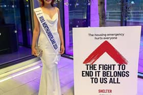 Kirsty Wright attended the Shelter spring ball wearing her sash and crown with pride.