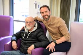 Sir Bobby Robson Centre patient Ken Preston, from Blyth, met England manager Gareth Southgate. (Photo by Barry Pells)