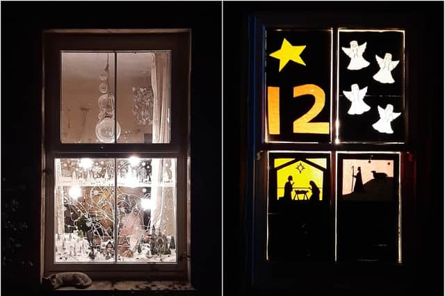 Christmas windows in Whittingham and Glanton.
