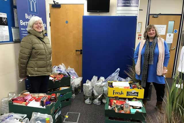Food parcel volunteers in Berwick. Sara Willis, left, and Lynda Swinden, coordinator for Volunteering North Northumberland.