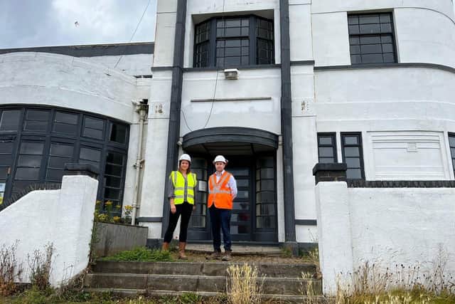 The Inn Collection Group property director Louise Stewart with STP Construction project manager Carl Neasham-Gilbert at the former Park Hotel site in Tynemouth.
