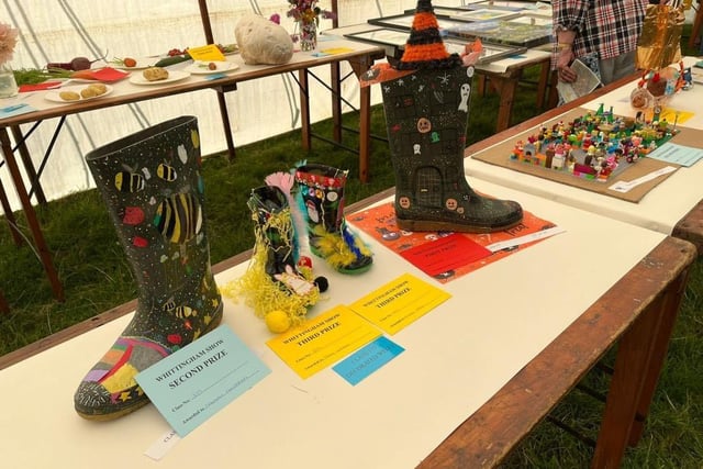 Creativity is shown with these prize winning painted wellies.