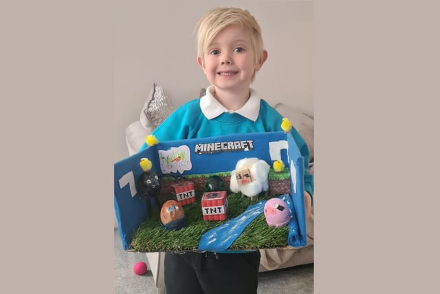 Leo, age 5, chose to shine a light on Minecraft for his Easter creation.