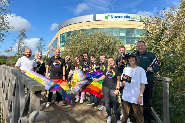 Pride Action North staff with event sponsor Newcastle Building Society to launch the inaugural Progression Ball and Awards. (Photo by PAN)