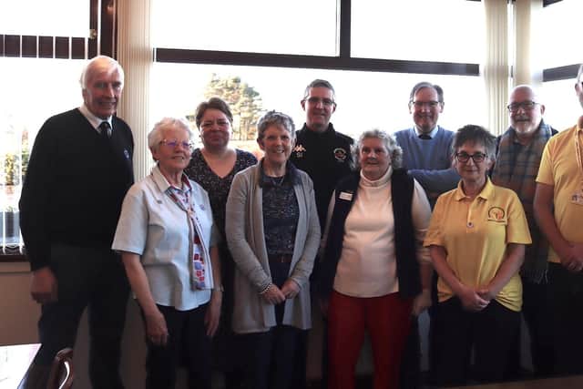 Recipients of Goswick Golf Club's community fund with board member Sandra McGonigle.