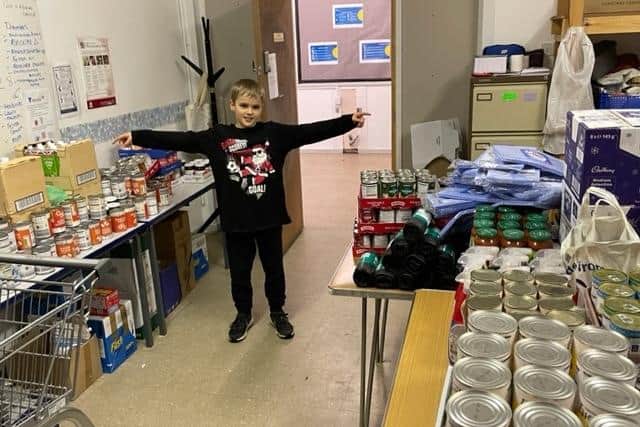Charlie Bell-Taylor in Alnwick District Food Bank.