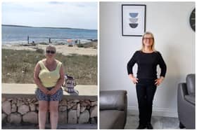 Colleen before and after losing 4st 10lb. (Photo by Colleen Short)
