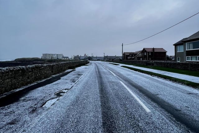 Harbour Road in Beadnell has also been transformed by the weather.