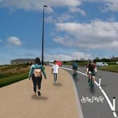 An artist impression of how the Seafront Sustainable Route would look on part of Tynemouth seafront.