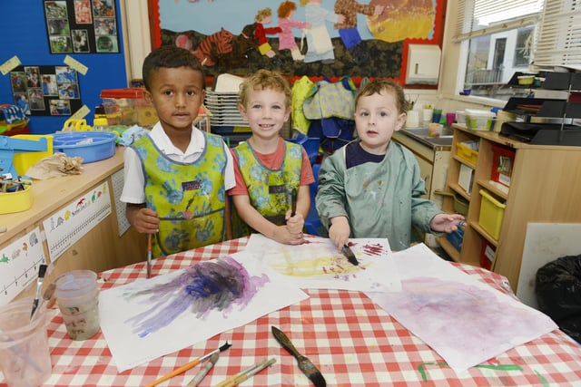 Acklington First School's new pupils during a painting session.