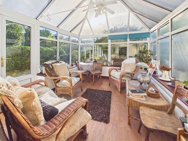 A light-filled conservatory.