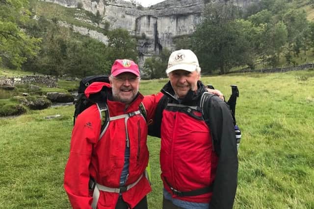 Bent Henriksen (right) and son Troels embark on their 268-mile trek along the Pennine Way.