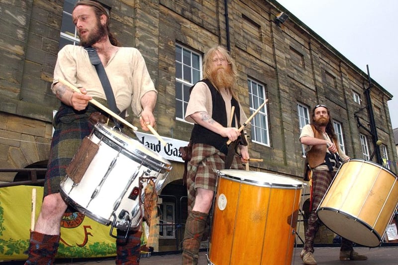 Performing on Opening Sunday at Alnwick Fair 2003.