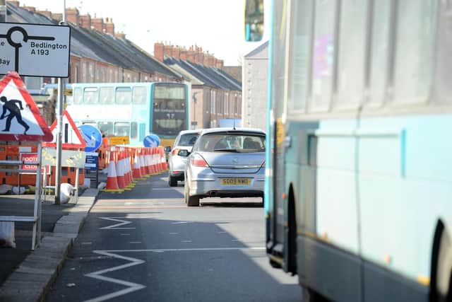 Congestion in Waterloo Road in Blyth. The road is in desperate need of a relief road.