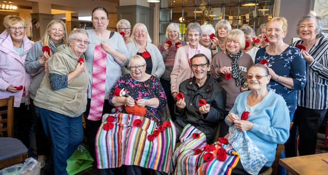 John Bell, from Cramlington Royal British Legion, with some members from the local Knit and Knatter group.
