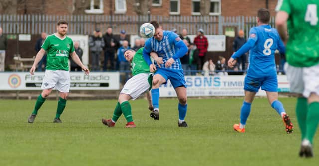 Dan Maguire battles for the ball. Picture: Ian Brodie