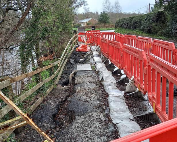 An emergency closure will be needed to allow investigation and appraisal of the road embankment to check for further deterioration that could affect the safe use of the road.