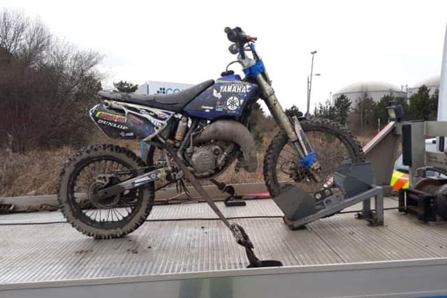 One of the motorbikes seized by police.