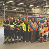 EGGER and Daft as a Brush gathered for an event at EGGER’s Hexham plant to see the new ambulance.