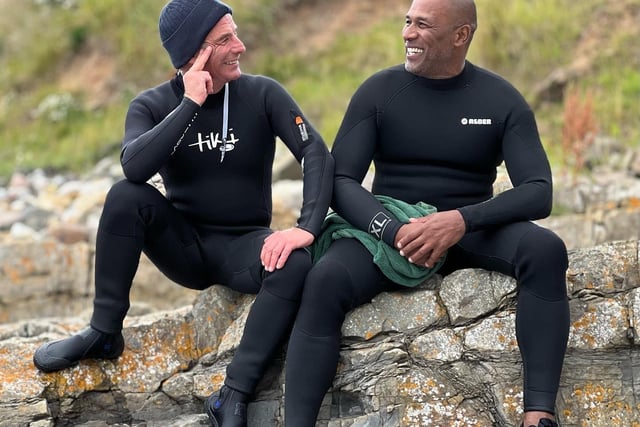 Robson Green and Les Ferdinand in Beadnell.