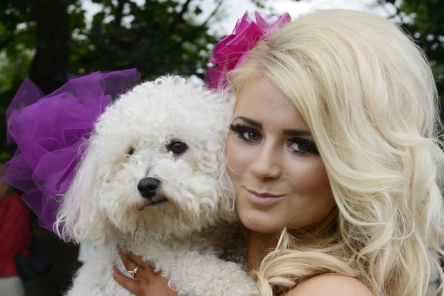 Elena McCoy and her pooch Marnie who wore a co-ordinating bow.