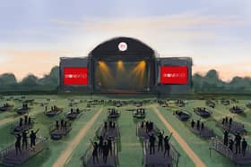 An artists impression of what the venue at Newcastle Racecourse will look like.