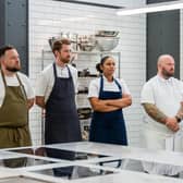Cal Byerley (left) goes head to head with other North East contestants on Great British Menu. (Photo by Ashleigh Brown/BBC/Optomen Television)