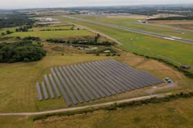 The solar farm at Newcastle International Airport.
