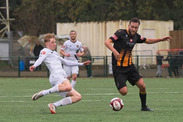 Having been beaten by FC United of Manchester on Saturday in the FA Trophy, Morpeth Town play them in the league this weekend. Picture: George Davidson.