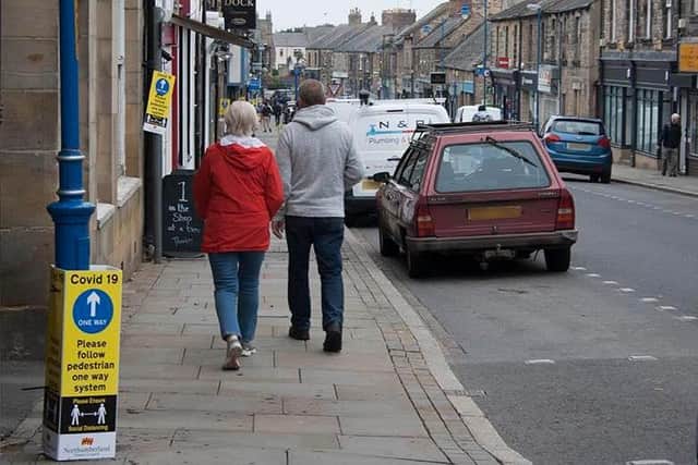 A one-way system has been introduced for pedestrians on Queen Street in Amble. Picture: The Ambler