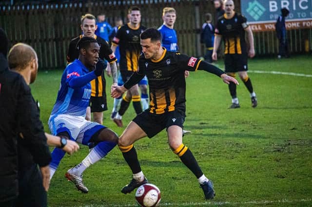 Action from Morpeth’s 2-2 away draw against Matlock Town.