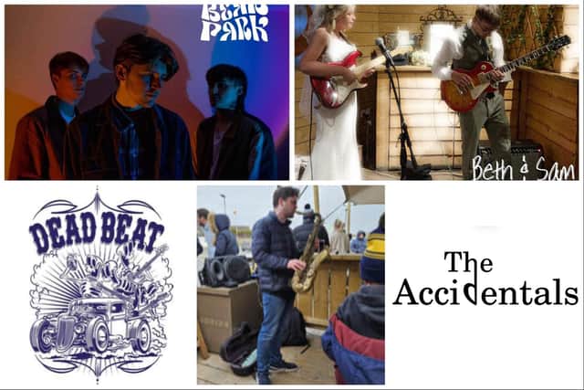 Five artists have been included in the line up. (Top row left to right) Bear Park and Beth & Sam. (Bottom row left to right) Dead Beat, Jonny Diggins and The Accidentals.