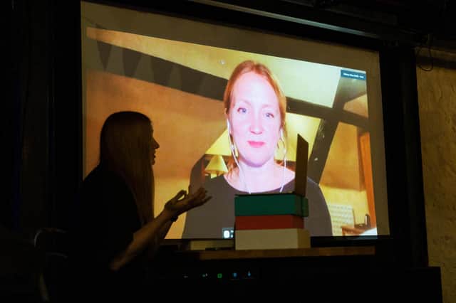 Poet Hollie McNish at Berwick Literary Festival livestream event with host Chloe Smith.
