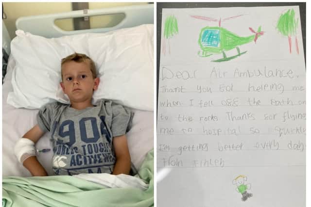 Finley Strachan and his letter to the Great North Air Ambulance Service.