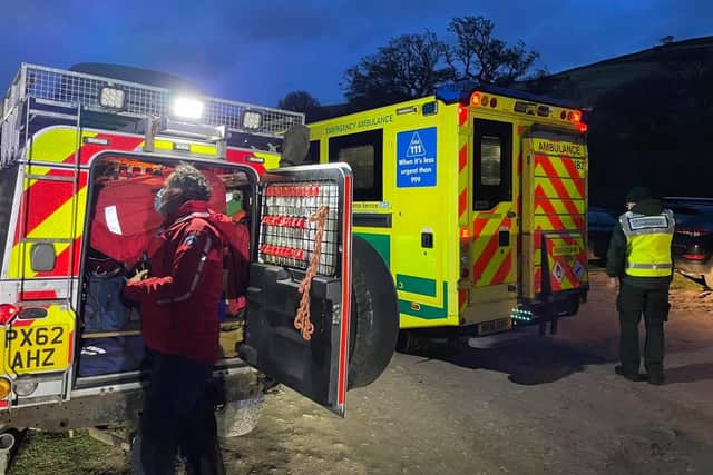 Mountain rescue teams and North East Ambulance Service were called out to help a walker in difficulty in the Cheviots. Picture: Northumberland National Park Mountain Rescue Team