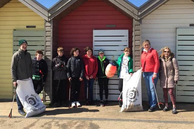 Some of those involved in the Blyth beach clean.