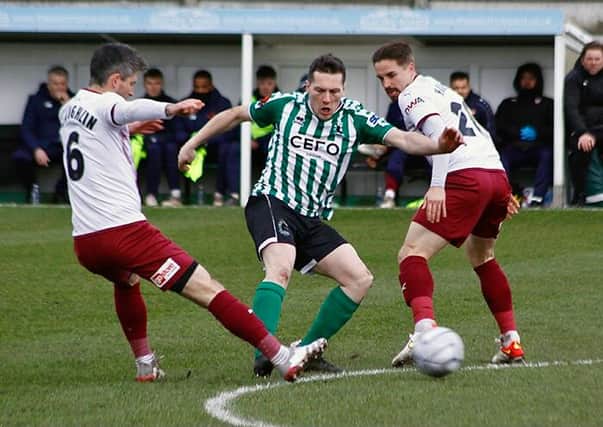 Action from Spartans’ home game against York City on Saturday.