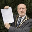 Cllr Geoff Watson with the letter that was sent to Anne-Marie Trevelyan MP.