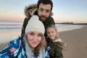 Rebecca and Neil Charlton with their daughter Marley.