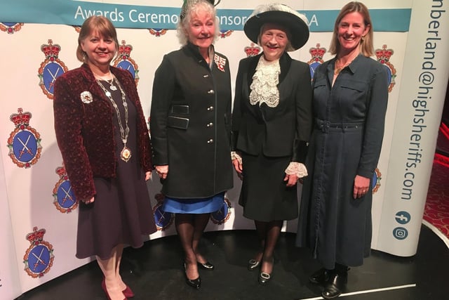 Left to right is the deputy leader of Northumberland County Council, Catherine Seymour, Vice Lord Lt Dr Caroline Pryer, High Sheriff Diana Barkes and  High Sheriff in Nomination for 2024/2025 Lucia Bridgeman.