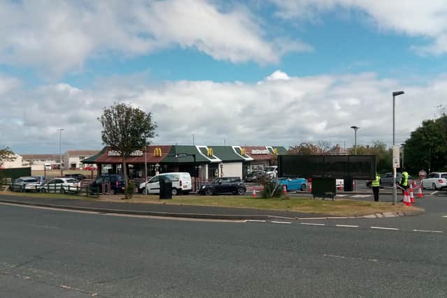 Long queues for the drive-thru at McDonald's in Berwick.